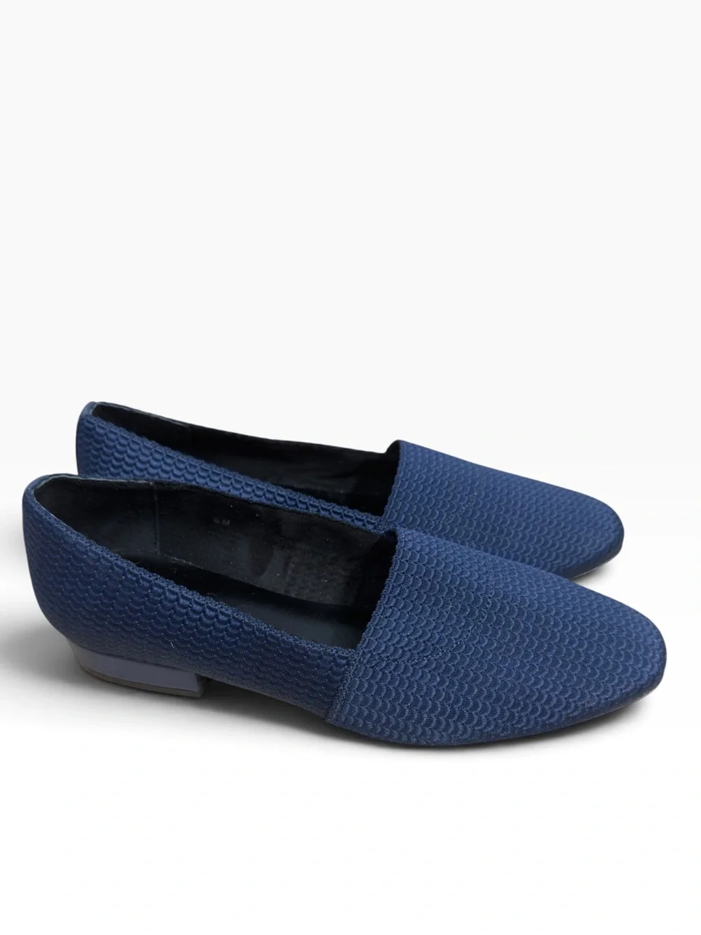 VANELi Women’s Navy Blue Textured Woven Smoking Slipper Loafers Flats Size US 6